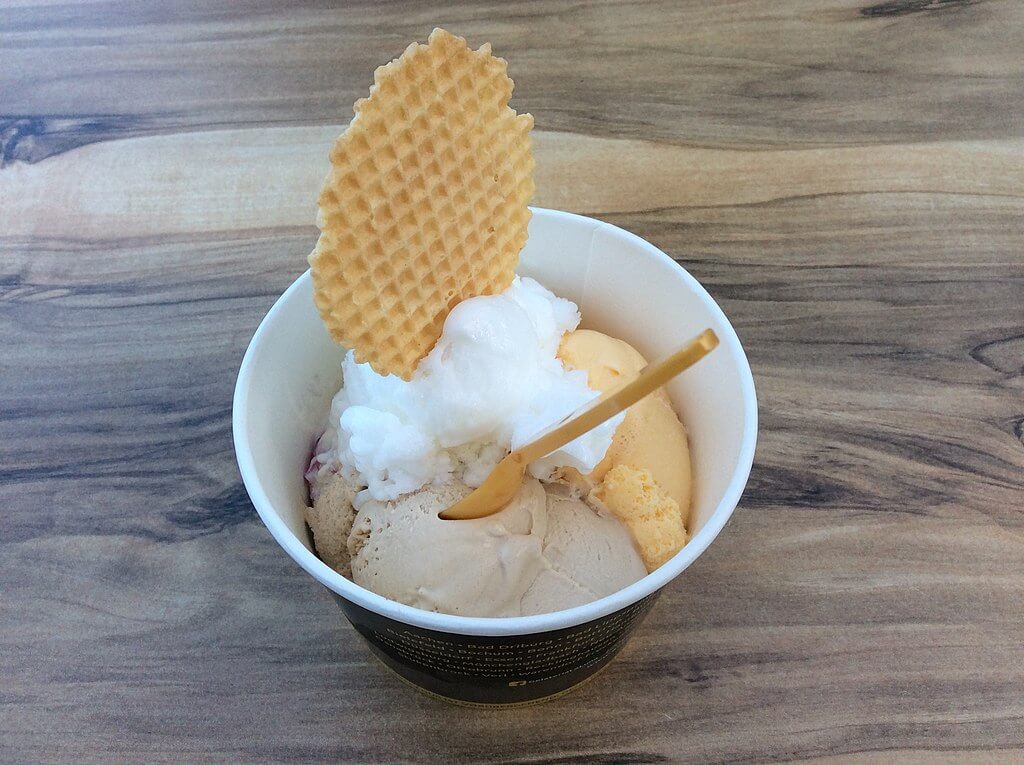 Ice cream with a wafer in a cup