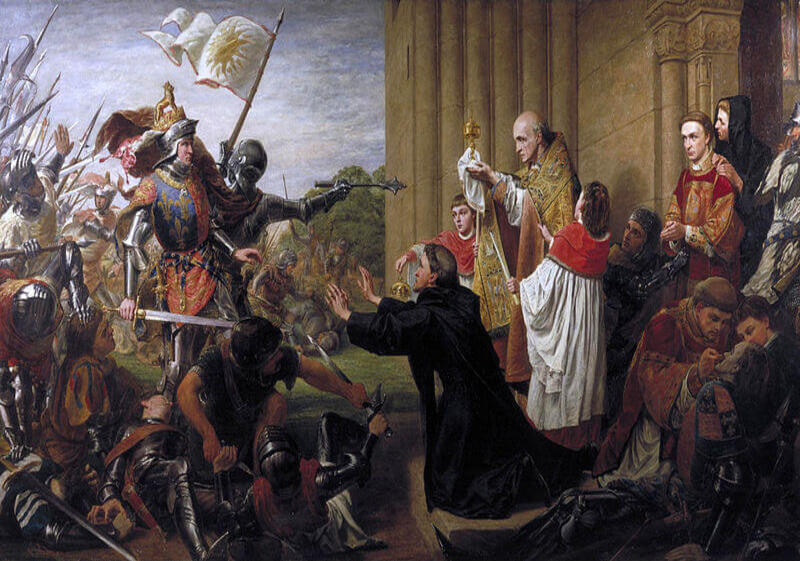 Prince Edward seeks sanctuary after the Battle of Tewkesbury, 1471