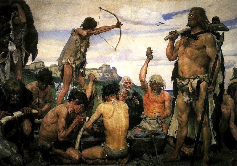 Ancient warriors preparing for battle