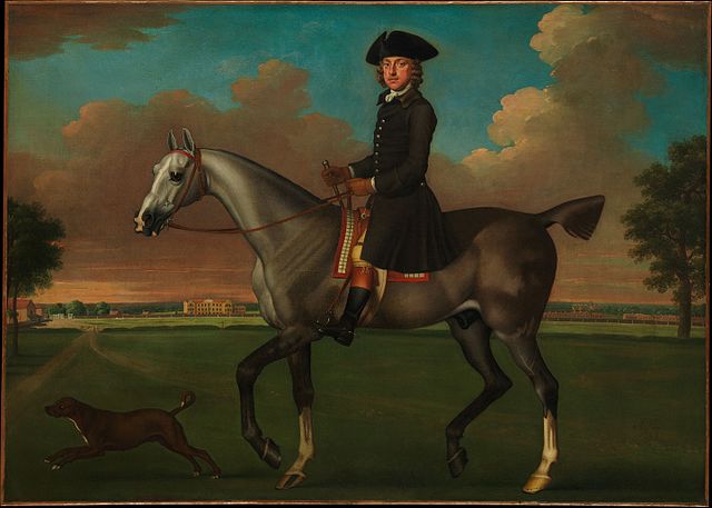Horseman messenger with dog